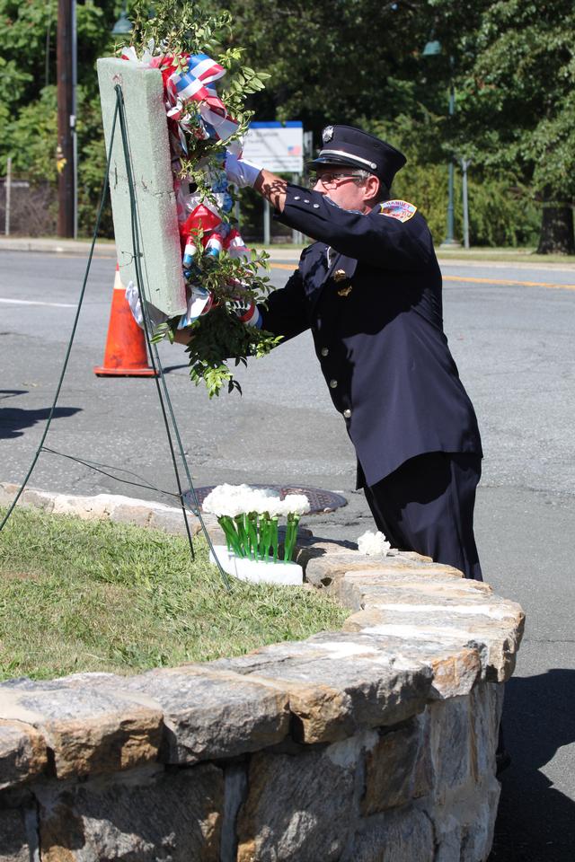 Flower placed for Tempest Hunter by his son Randy Hunter.

Memorial Service NFD. September 9, 2012. Photo by Vincent P. Tuzzolino